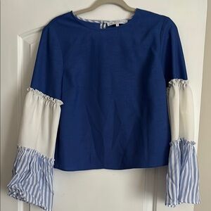 English Factory Multicolored Boxy Crew Neck Long Sleeve Blouse